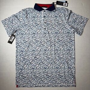 Greyson Navy and White Patterned Polo Shirt